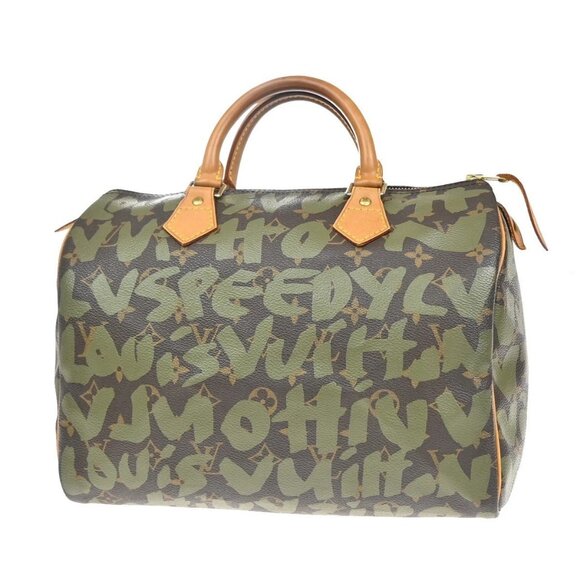 LOUIS VUITTON Speedy 30 Travel Hand Bag Monogram Graffiti Khaki M92194 332RF449 - Picture 1 of 16
